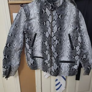 Snake Print Zip Front Jacket - Black & White